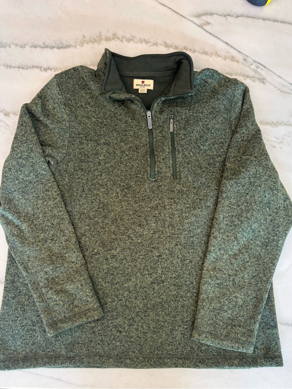Woolrich Hunter Green Quarter Zip Fleece Pullover Sweater Mens Size XXL